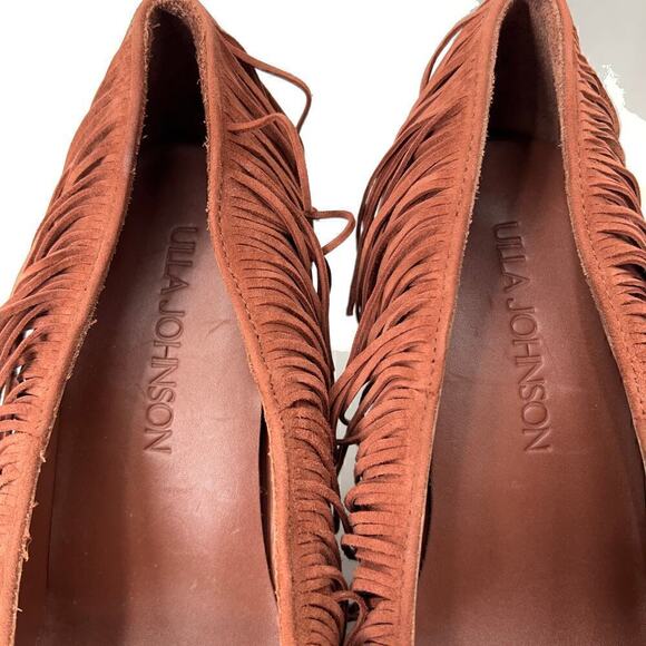 B37 Ulla Johnson Inez Fringe High Heel Womens 6 Boho Maximalism Western Chic - Picture 6 of 13